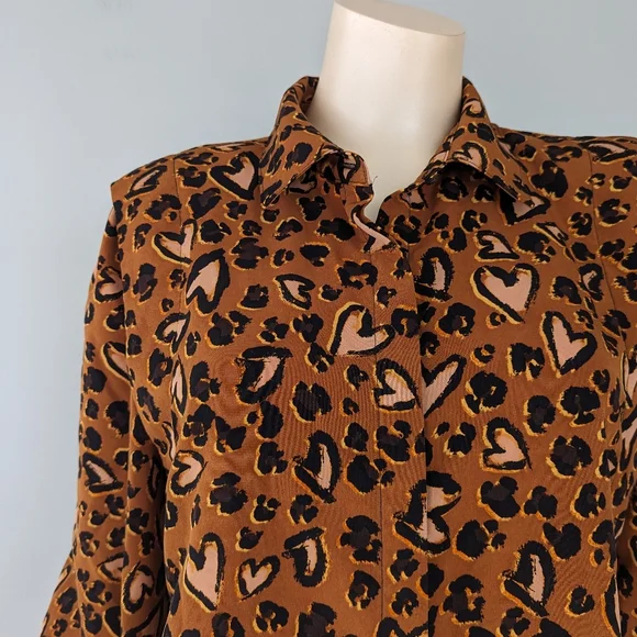 Karl Lagerfeld Paris Heart Print Long Sleeve Blouse - Picture 4 of 7